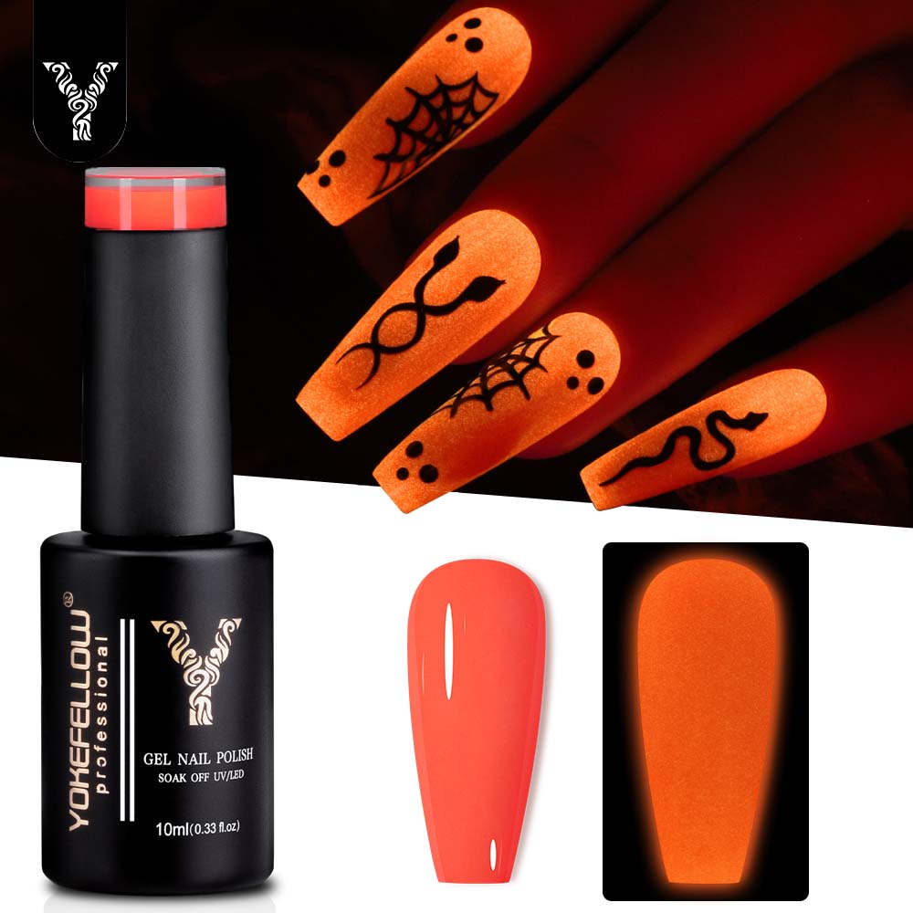 Nail Art Orange - YOKEFELLOW Glow in the Dark เจลเล็บ