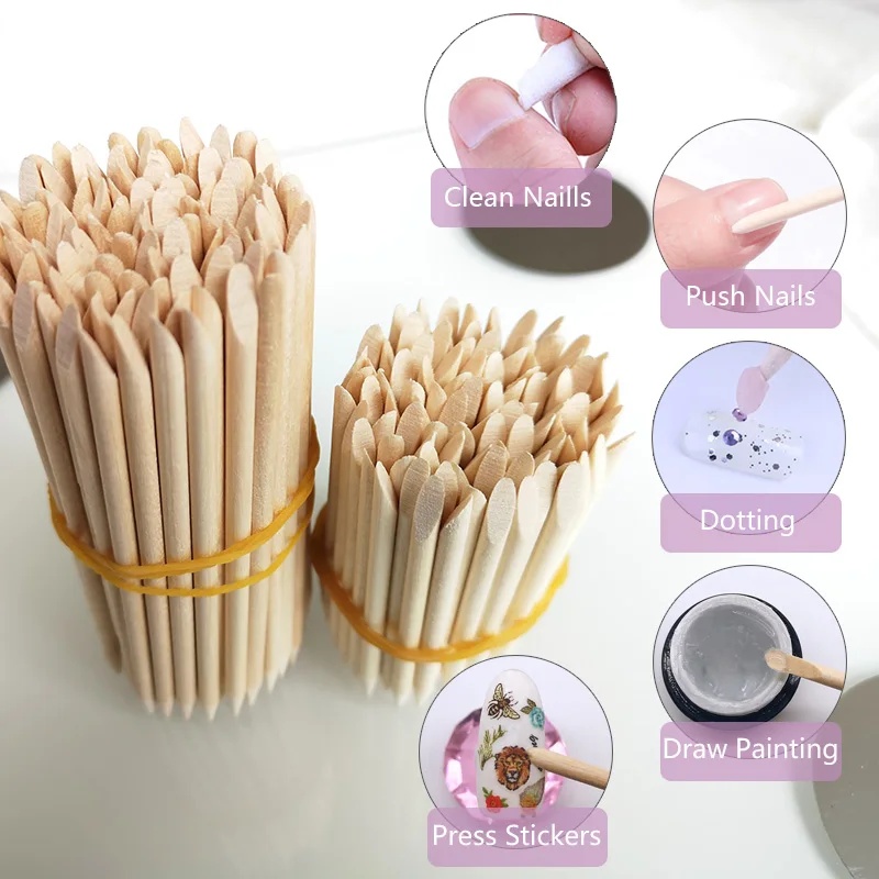 Nail Art Orange - ไม้ดันหนังเล็บ 10-30 ชิ้น สีส้ม สำหรับทำเล็บ ดีไซน์ไม้
