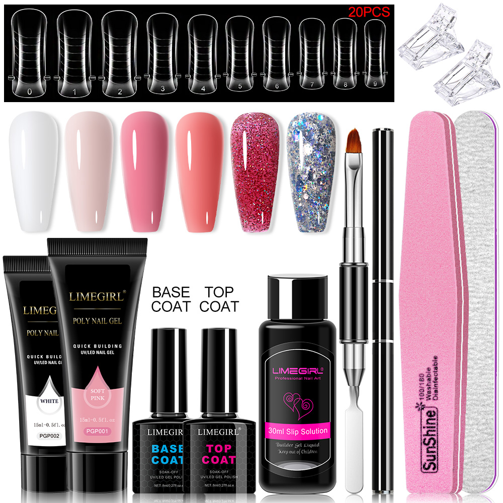 Nail Art Ombre - ชุดเจลทาเล็บโพลีสําหรับเล็บต่อเล็บ ติดทนนาน ดูเป็นธรรมชาติ เสริมสร้างที่แข็งแกร่งสําหรับทําเล็บ Salon DIY