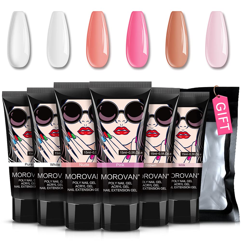 Nail Art Ombre - Poly เล็บชุด-6สี0.5Oz Poly Gel เจลเล็บชุด Clear