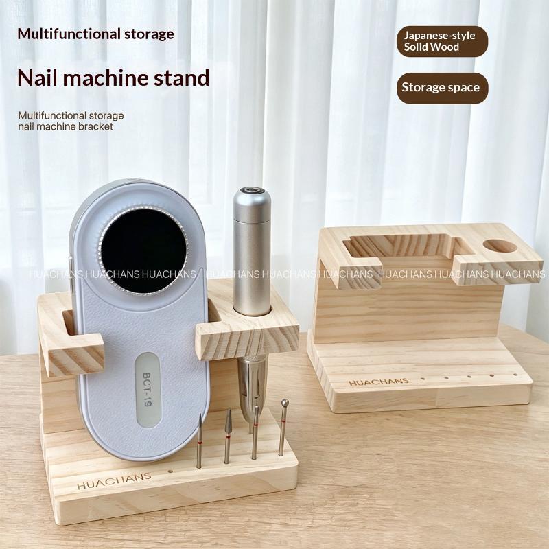 Nail Drill Machine - ที่เก็บอุปกรณ์ทำเล็บแบบไม้สำหรับเครื่องเจียรเล็บ 1 ชิ้น อุปกรณ์เสริมสำหรับฝึกทำเล็บและตกแต่งเล็บ DIY สำหรับฤดูร้อน
