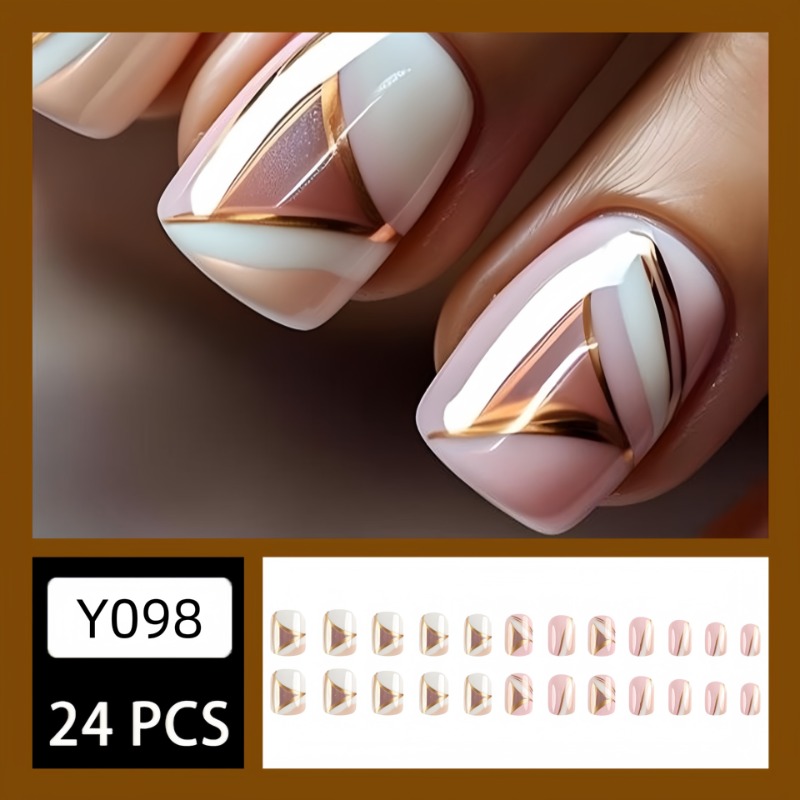 แฟชั่นทรงสี่เหลี่ยมจัตุรัสสั้น - Nail Art Press On บทวิจารณ์และราคา