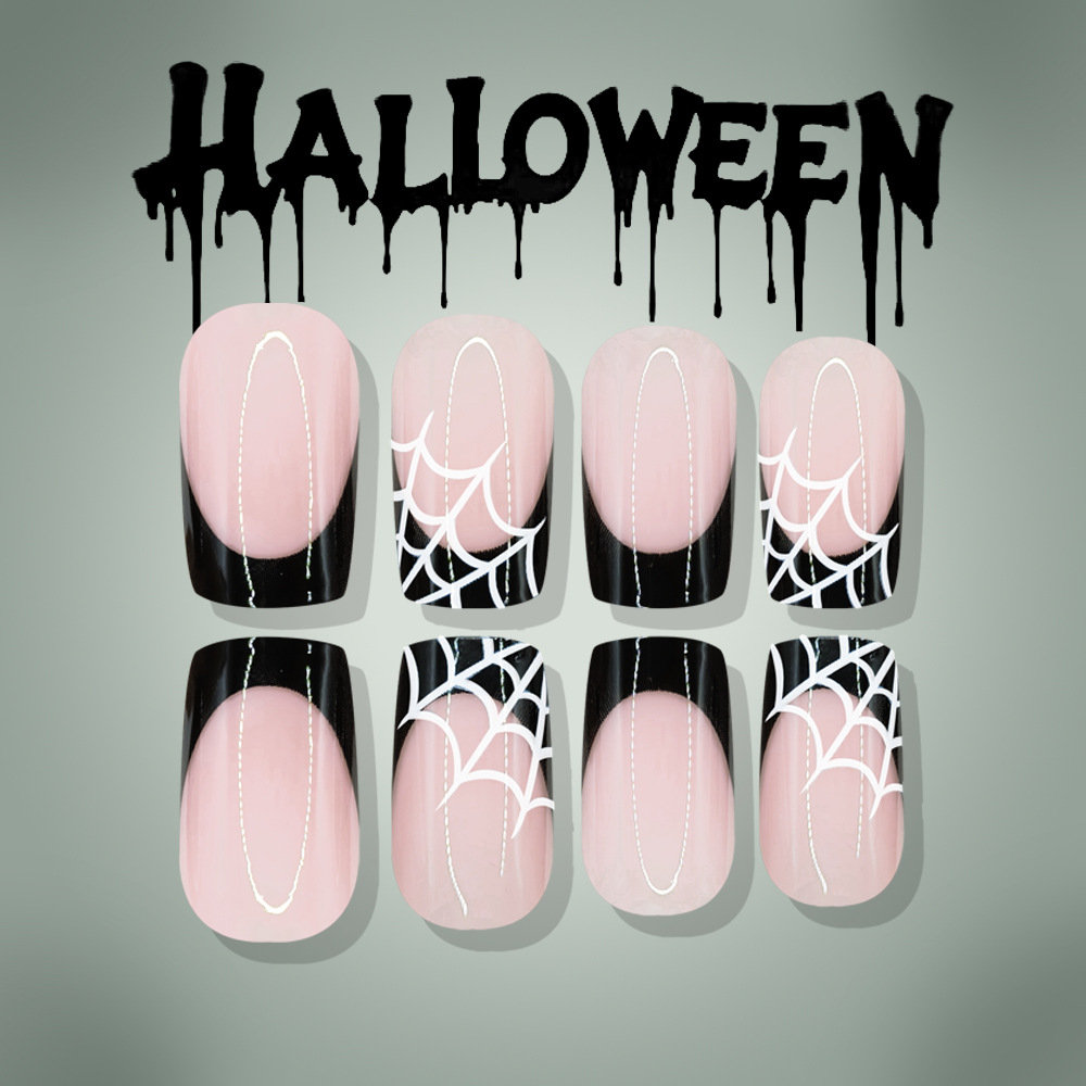 24 ชิ้น เล็บปลอมลายฮาโลวีน สีช - Nail Art Pink บทวิจารณ์และราคา