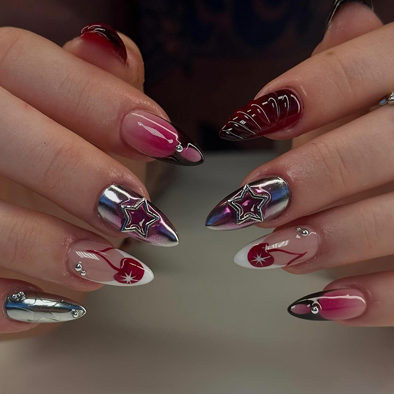 ชุดเล็บปลอม 24 ชิ้น ดีไซน์โลหะ - Nail Art Press On บทวิจารณ์และราคา