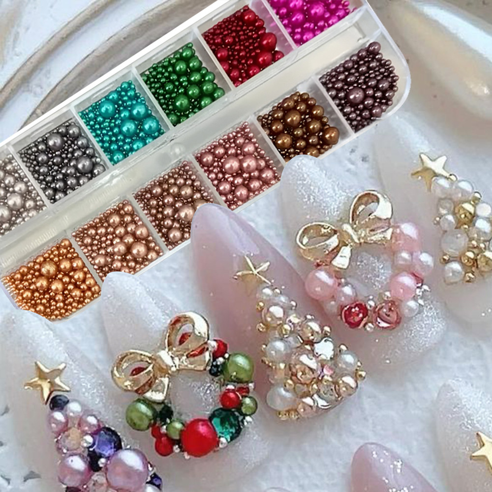 มุกตกแต่งเล็บ 12 สี ขนาดผสม คร - Nail Art Valentines Day บทวิจารณ์และราคา