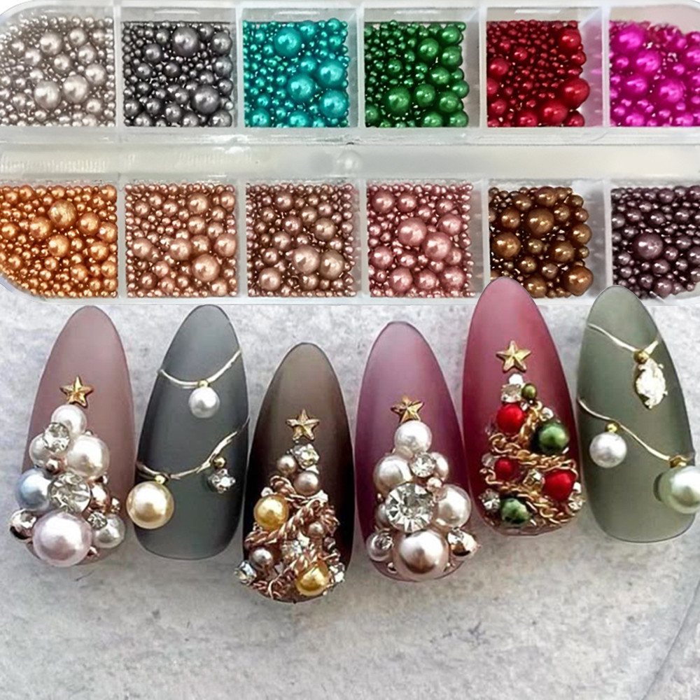 มุกตกแต่งเล็บ 12 สี ขนาดผสม คร - Nail Art Valentines Day บทวิจารณ์และราคา