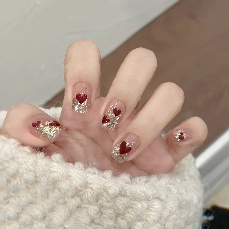 ชุดเล็บปลอมสั้นทรงเหลี่ยม 24 ช - Nail Art Press On บทวิจารณ์และราคา