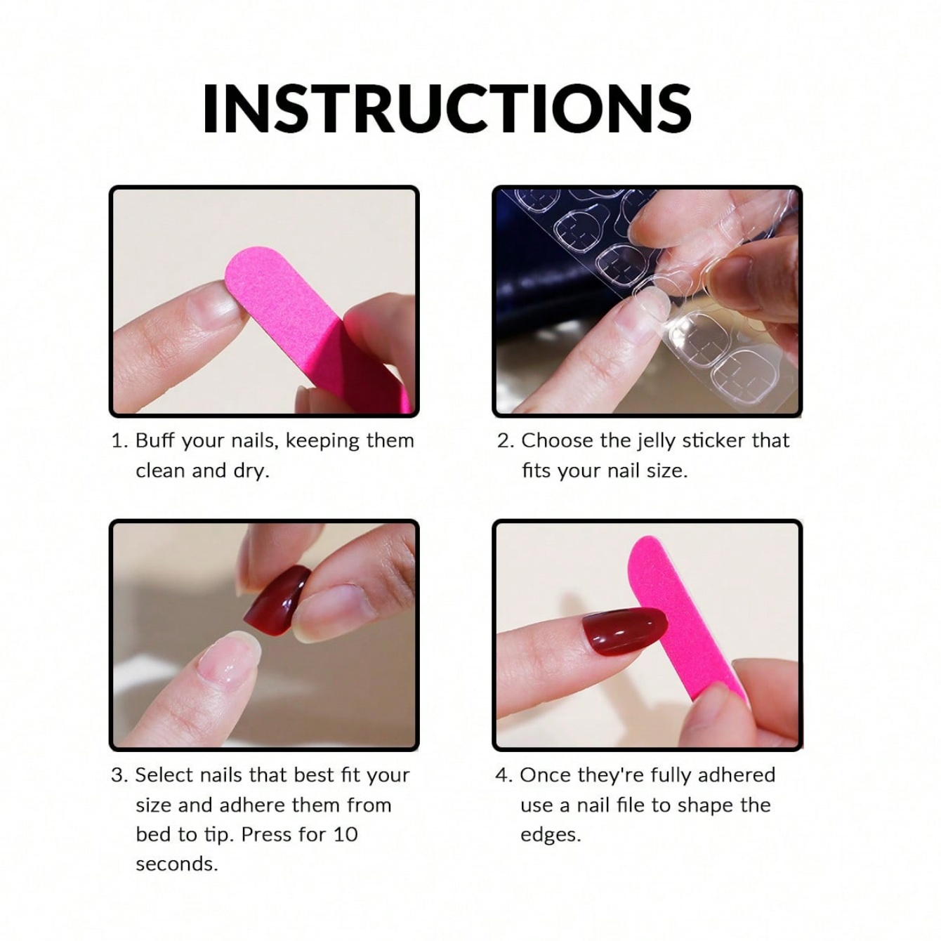 เล็บปลอมอะลมอนด์ 10 ชิ้น สีชมพ - Nail Art Pink บทวิจารณ์และราคา