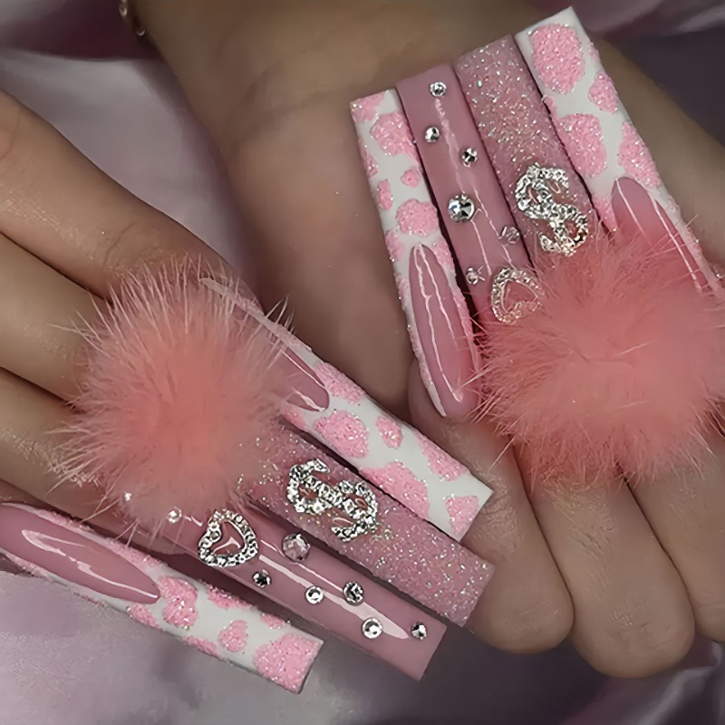24 ชิ้นยาวพิเศษสแควร์กดบนเล็บ  - Nail Art Press On บทวิจารณ์และราคา